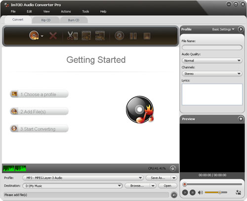 ImTOO Audio Converter Pro - Interface