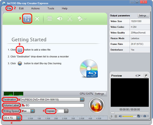 Burn video to Blu-ray disc