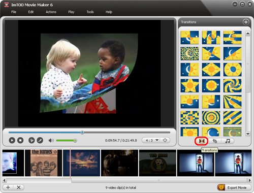 ImTOO Movie Maker - Add transition